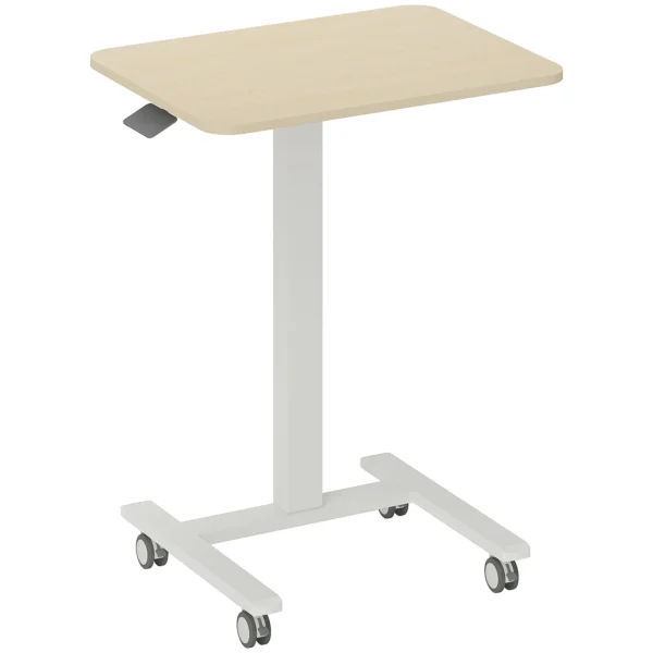 Sta bureau, Laptoptafel, In Hoogte Verstelbaar, 4 Wielen, 65 Cm X 48 Cm X 108 Cm, Geel