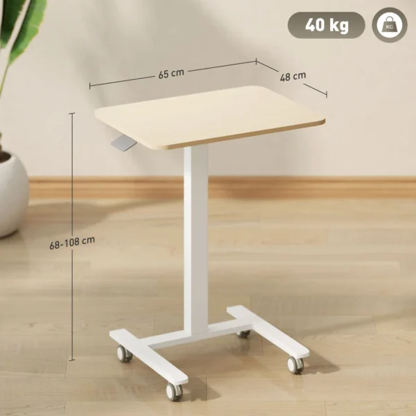 Sta bureau, Laptoptafel, In Hoogte Verstelbaar, 4 Wielen, 65 Cm X 48 Cm X 108 Cm, Geel
