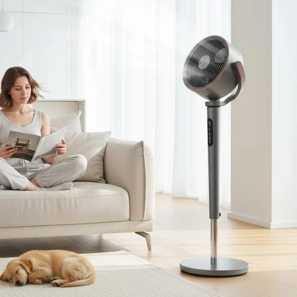 Staande Ventilator Luchtcirculator Ventilator Met 12 Snelheidsniveaus LED display Afstandsbediening 70°+90° Oscillatie Grijs