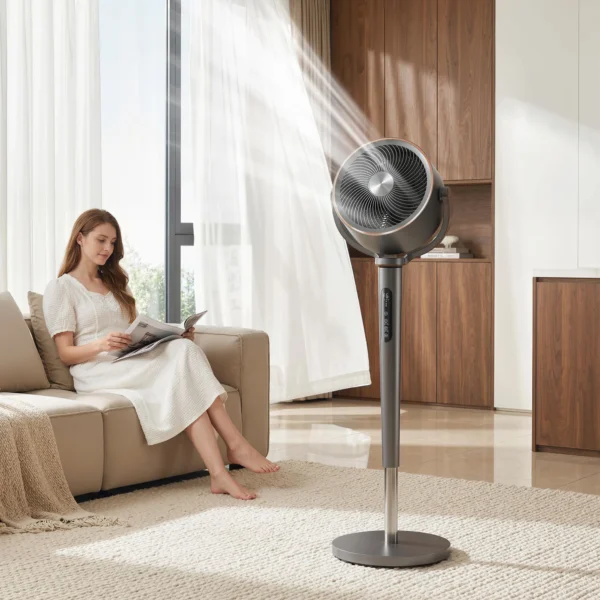 Staande Ventilator Luchtcirculator Ventilator Met 12 Snelheidsniveaus LED display Afstandsbediening 70°+90° Oscillatie Grijs