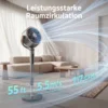 Staande Ventilator Luchtcirculator Ventilator Met 12 Snelheidsniveaus LED display Afstandsbediening 70°+90° Oscillatie Grijs