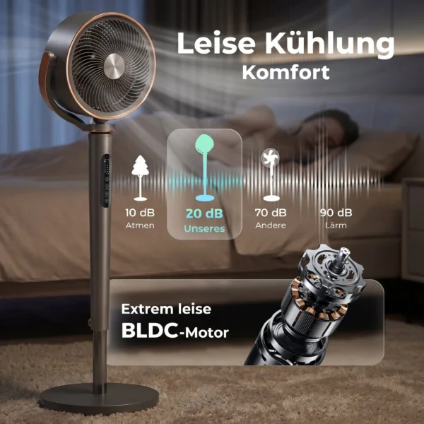 Staande Ventilator Luchtcirculator Ventilator Met 12 Snelheidsniveaus LED display Afstandsbediening 70°+90° Oscillatie Grijs