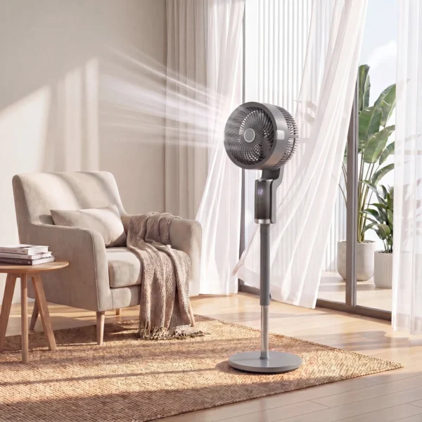 Staande Ventilator Luchtcirculator Ventilator Met 8 Snelheidsniveaus LED display Afstandsbediening Timer 90° Oscillatie Grijs