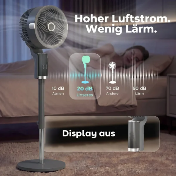 Staande Ventilator Luchtcirculator Ventilator Met 8 Snelheidsniveaus LED display Afstandsbediening Timer 90° Oscillatie Grijs
