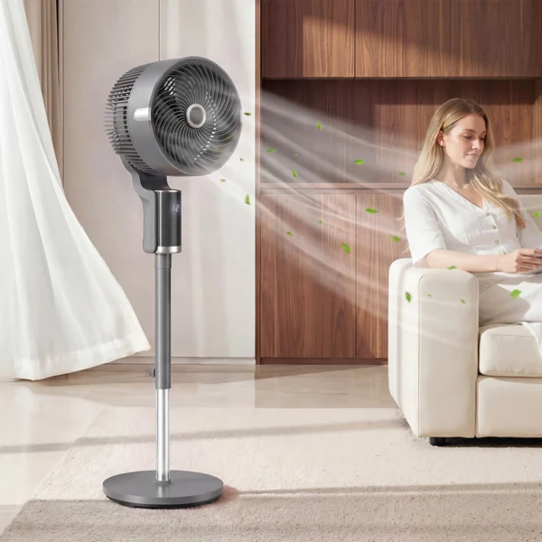 Staande Ventilator Luchtcirculator Ventilator Met 8 Snelheidsniveaus LED display Afstandsbediening Timer 90° Oscillatie Grijs