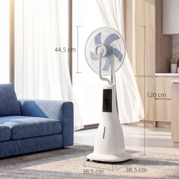Staande Ventilator Met Waternevel, 75° Oscillatie, 3 Snelheden, 3 Modi, Wit