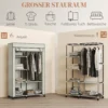 Stoffen Kast, Opbergoplossing, 6 Planken, 1 Kledingstang, Crème