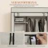 Stoffen Kast, Opbergoplossing, 6 Planken, 1 Kledingstang, Crème