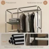 Stoffen Kast, Opbergoplossing, 6 Planken, 1 Kledingstang, Crème