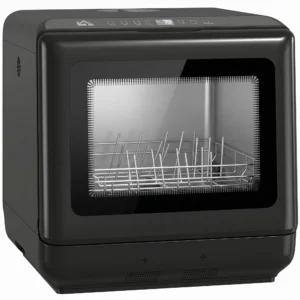 Tafelvaatwasser, Met Ingebouwde 6 liter Watertank, 5 Programma's, 4 Couverts, LED display Zwart