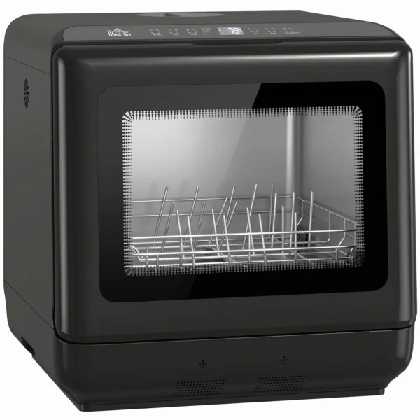 Tafelvaatwasser, Met Ingebouwde 6 liter Watertank, 5 Programma's, 4 Couverts, LED display Zwart