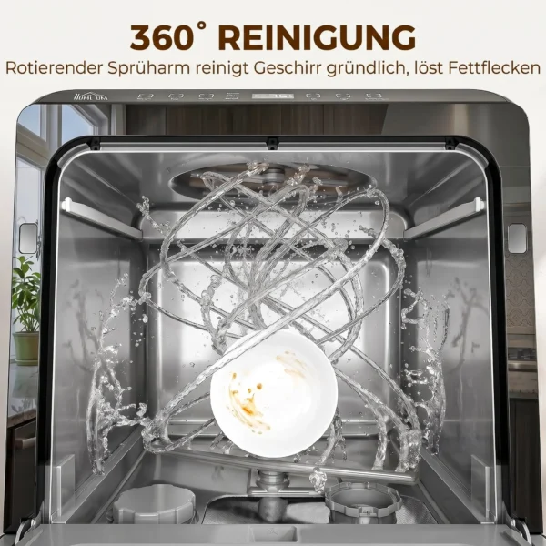 Tafelvaatwasser, Met Ingebouwde 6 liter Watertank, 5 Programma's, 4 Couverts, LED display Zwart