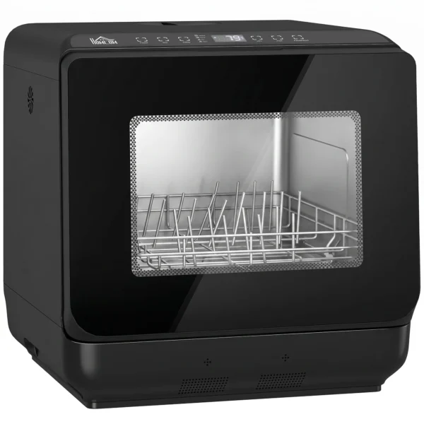 Tafelvaatwasser, Mini vaatwasser Met 6 liter Tank, 5 Programma's, LED display, Droogfunctie, Zwart