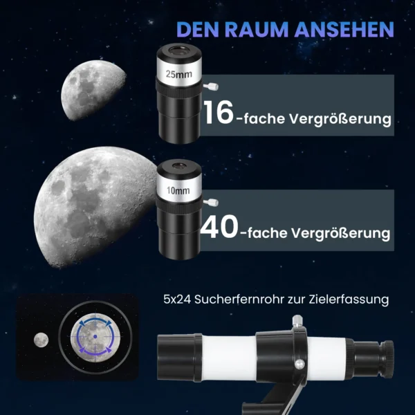 Telescoop Voor Astronomie Beginners Volwassenen 70mm Opening 400mm AZ Montage Astronomische Refractor Met Statief