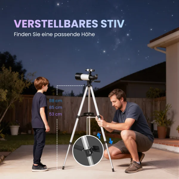 Telescoop Voor Astronomie Beginners Volwassenen 70mm Opening 400mm AZ Montage Astronomische Refractor Met Statief