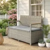 Tuinbank Polyrattan 170L 2 zits Bank Met Opbergruimte Afneembaar Kussen Ritssluiting binnenbekleding Houten armleuning
