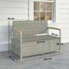 Tuinbank Polyrattan 170L 2 zits Bank Met Opbergruimte Afneembaar Kussen Ritssluiting binnenbekleding Houten armleuning