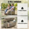 Tuinbank Polyrattan 170L 2 zits Bank Met Opbergruimte Afneembaar Kussen Ritssluiting binnenbekleding Houten armleuning