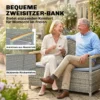 Tuinbank Polyrattan 170L 2 zits Bank Met Opbergruimte Afneembaar Kussen Ritssluiting binnenbekleding Houten armleuning