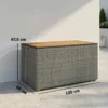 Tuinbox 450 L Polyrattan Waterdicht Kussenbox Met FSC houten Deksel Gasdrukveren Binnenbekleding