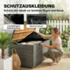 Tuinbox 450 L Polyrattan Waterdicht Kussenbox Met FSC houten Deksel Gasdrukveren Binnenbekleding