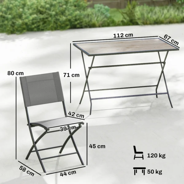 Tuinmeubelset Opvouwbaar Zitgroep 5 delig Tafel Met 4 Ademende Stoelen Houtlook Ruimtebesparend