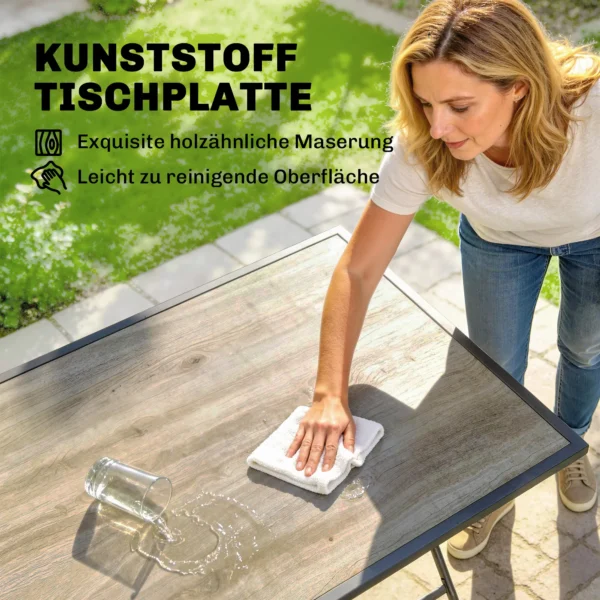 Tuinmeubelset Opvouwbaar Zitgroep 5 delig Tafel Met 4 Ademende Stoelen Houtlook Ruimtebesparend