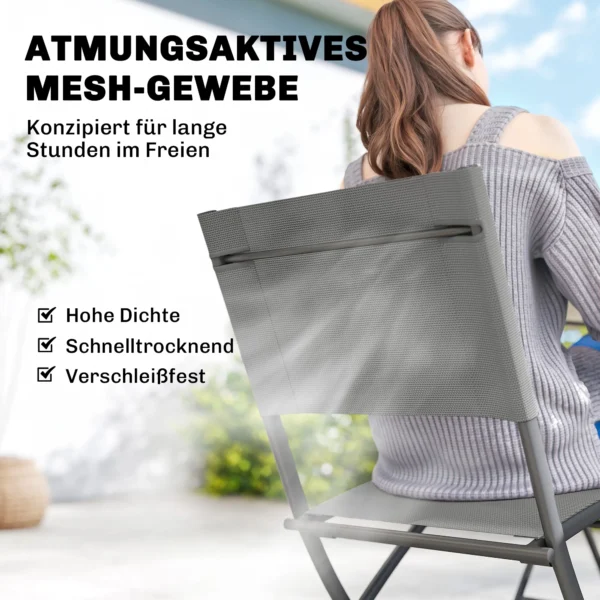 Tuinmeubelset Opvouwbaar Zitgroep 5 delig Tafel Met 4 Ademende Stoelen Houtlook Ruimtebesparend