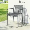 Tuinstoelen 4 delige Set Stapelbare Terrasstoelen Met Lamellenontwerp Armleuningen, Ergonomisch Donkergrijs