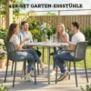 Tuinstoelen 4 delige Set Stapelbare Terrasstoelen Met Lamellenontwerp Armleuningen, Ergonomisch Donkergrijs