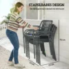 Tuinstoelen 4 delige Set Stapelbare Terrasstoelen Met Lamellenontwerp Armleuningen, Ergonomisch Donkergrijs