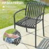 Tuinstoelen 4 delige Set Stapelbare Terrasstoelen Met Lamellenontwerp Armleuningen, Ergonomisch Donkergrijs