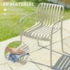 Tuinstoelen Set Van 4 Stapelbare Terrasstoelen Met Lamellenontwerp Armleuningen, Ergonomisch Crèmewit