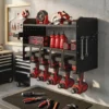 Tuinwerktuig Organizer 2 laags Tuinwerktuig Stand Met Haken Zijvak Tot 50 Kg 61,8 X 23 X 32,7cm Zwart