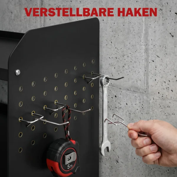 Tuinwerktuig Organizer 2 laags Tuinwerktuig Stand Met Haken Zijvak Tot 50 Kg 61,8 X 23 X 32,7cm Zwart