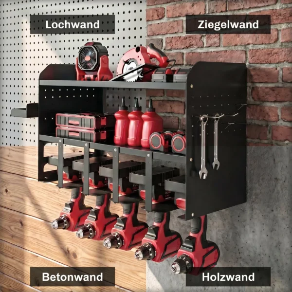 Tuinwerktuig Organizer 2 laags Tuinwerktuig Stand Met Haken Zijvak Tot 50 Kg 61,8 X 23 X 32,7cm Zwart