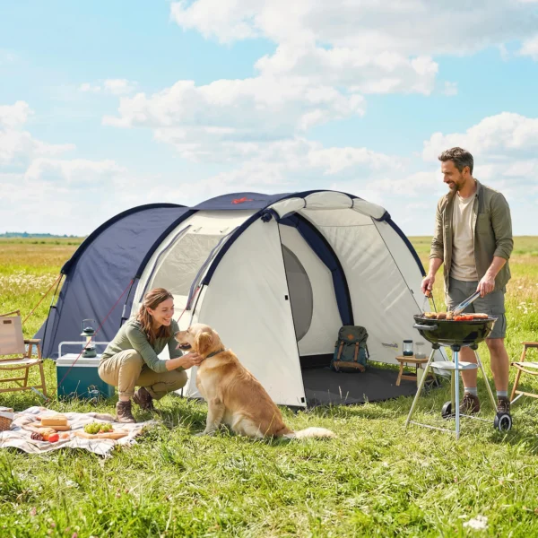 Tunneltent Voor 4 Personen, Familietent Met Slaap En Woonkamer, Ramen, Grondzeil, Stahoogte, 3000 Mm Waterkolom