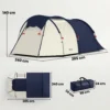 Tunneltent Voor 4 Personen, Familietent Met Slaap En Woonkamer, Ramen, Grondzeil, Stahoogte, 3000 Mm Waterkolom