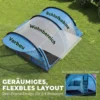 Tunneltent Voor 4 Personen, Familietent Met Slaapcabine, Voortent, Afneembare Scheidingswand, Ramen, Grondzeil, Stahoogte
