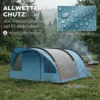 Tunneltent Voor 4 Personen, Familietent Met Slaapcabine, Voortent, Afneembare Scheidingswand, Ramen, Grondzeil, Stahoogte