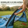 Tunneltent Voor 4 Personen, Familietent Met Slaapcabine, Voortent, Afneembare Scheidingswand, Ramen, Grondzeil, Stahoogte