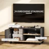 TV meubel Op Wielen Met Remmen, TV meubel Met Kast En Verstelbare Plank, Zwart En Eiken