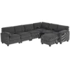 U vormige Hoekbank Sofa Bank Met Veerpolstering Gestoffeerde Armleuningen Verplaatsbare Ottomaanse Koord 292x224x85 Cm Donkergrijs