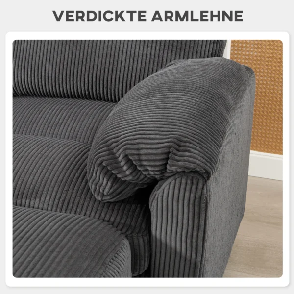 U vormige Hoekbank Sofa Bank Met Veerpolstering Gestoffeerde Armleuningen Verplaatsbare Ottomaanse Koord 292x224x85 Cm Donkergrijs