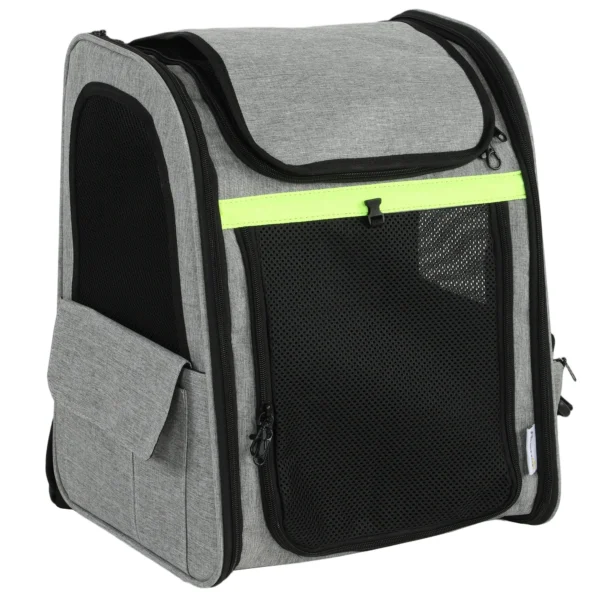 Uitbreidbare Hondenbox Transportbox Voor Honden Met 5 Zakken Reflecterende Streep Voor Honden Tot 10 Kg 33,5x28x42cm Lichtgrijs