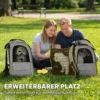 Uitbreidbare Hondenbox Transportbox Voor Honden Met 5 Zakken Reflecterende Streep Voor Honden Tot 10 Kg 33,5x28x42cm Lichtgrijs