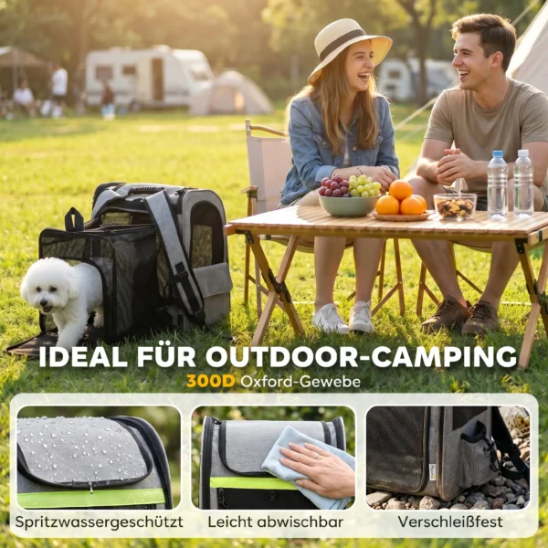 Uitbreidbare Hondenbox Transportbox Voor Honden Met 5 Zakken Reflecterende Streep Voor Honden Tot 10 Kg 33,5x28x42cm Lichtgrijs