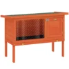 Verhoogd Konijnenhok Van Hout Met Opklapbaar Bitumendak En Uitschuifbare Lade 90x45x65 Cm Oranje
