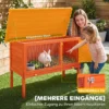 Verhoogd Konijnenhok Van Hout Met Opklapbaar Bitumendak En Uitschuifbare Lade 90x45x65 Cm Oranje