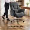 Verstelbare Bureaustoel Met Lendensteun, Voetensteun, Sneeuwvlokkenvilt, 80 X 80 X 106 114 Cm Donkergrijs